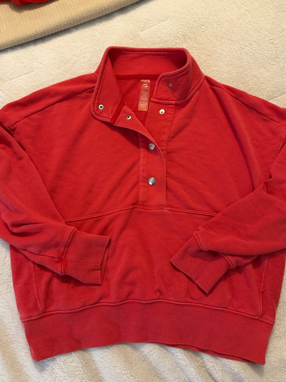 Lou & Grey Coral Quarter-Snap Pullover Sweatshirt, size S